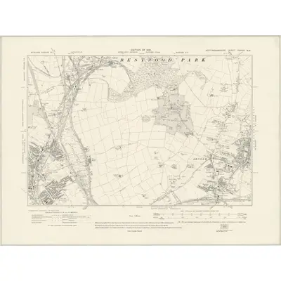 1913 Map of Nottinghamshire XXXVIII.NW, 1921 Print