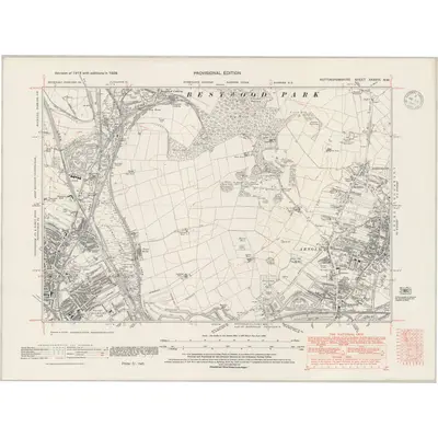 1938 Map of Nottinghamshire XXXVIII.NW, 1947 Print