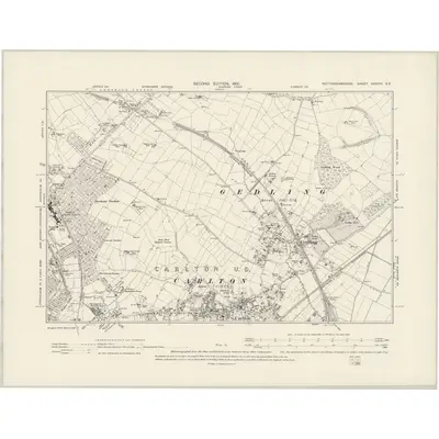 1899 Map of Nottinghamshire XXXVIII.SE, 1901 Print