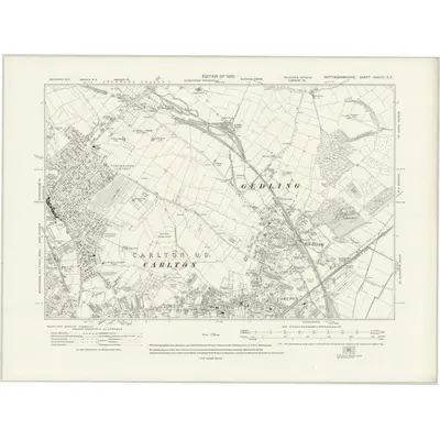 1919 Map of Nottinghamshire XXXVIII.SE, 1920 Print