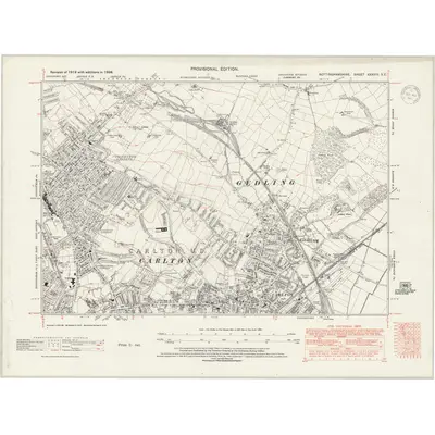 1938 Map of Nottinghamshire XXXVIII.SE, 1947 Print