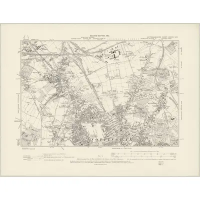 1899 Map of Nottinghamshire XXXVIII.SW, 1901 Print