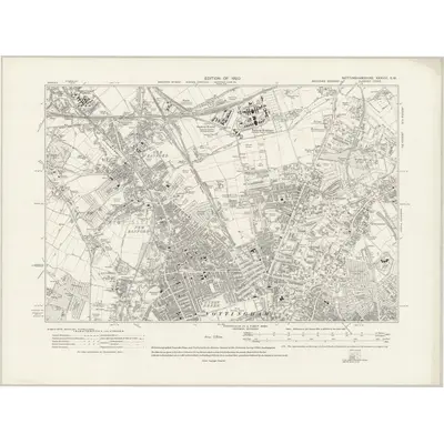 1919 Map of Nottinghamshire XXXVIII.SW, 1920 Print