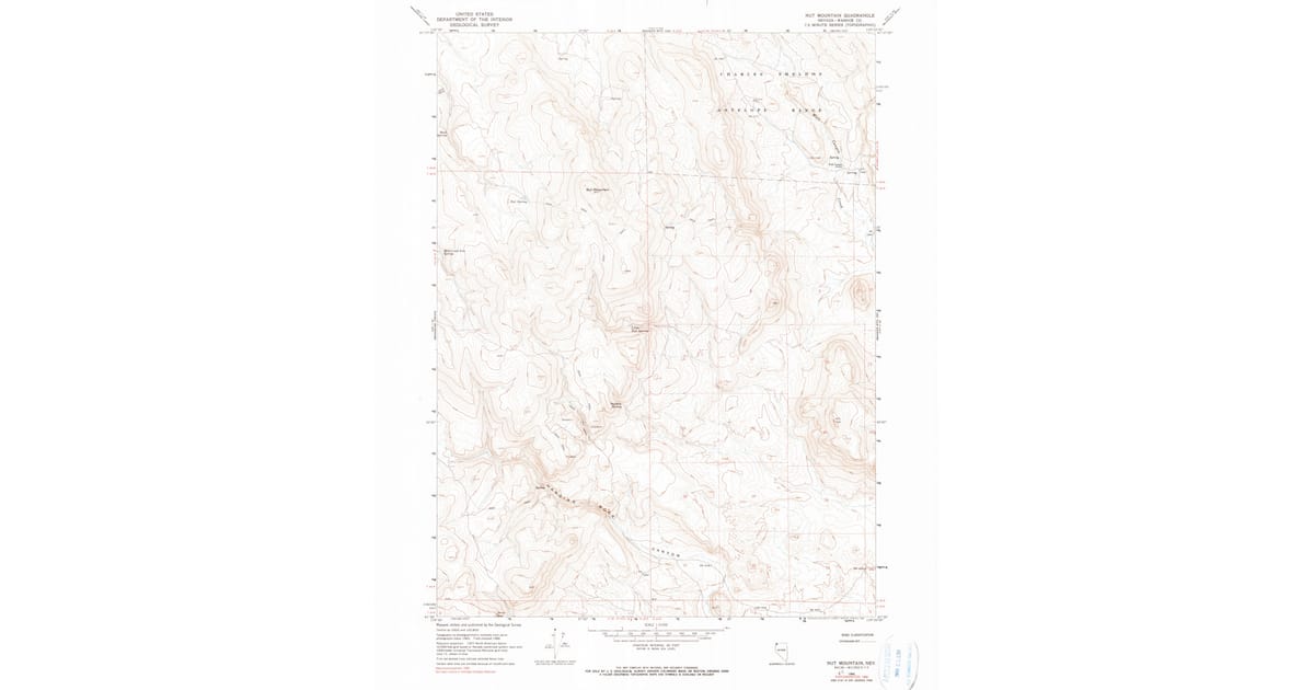 Nut Ruck Topographic 1966 Map of Nut Mountain, Washoe County, NV — High-Res, 1990 Print ...