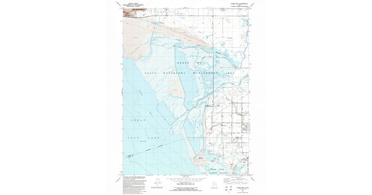 1991 Map of Ogden Bay, Weber County, UT — High-Res | Pastmaps