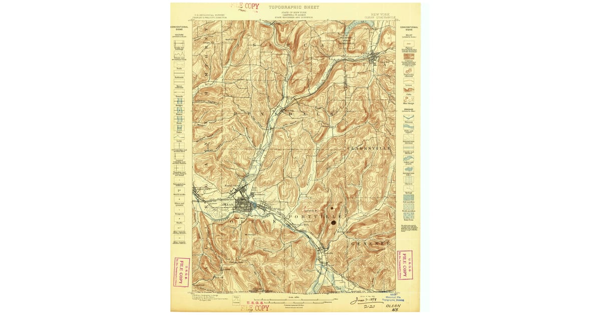Old Maps of Clarksville NY for - Olean Cattaraugus County Ny Usgs Topo 1898 Og 1200x630 