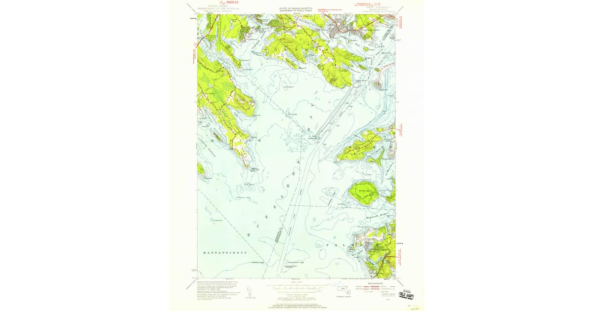1953 Map of Onset, Falmouth, MA — High-Res, 1957 Print | Pastmaps
