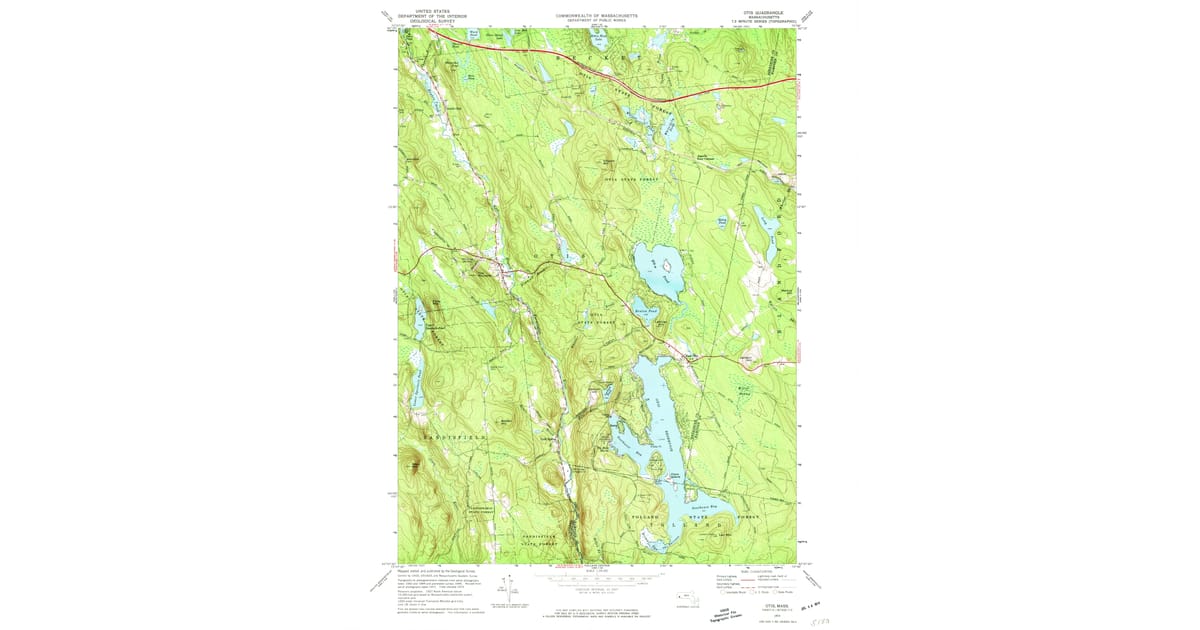 Otis Ridge Map 1973 Map of Otis, Berkshire County, MA — High-Res | Pastmaps
