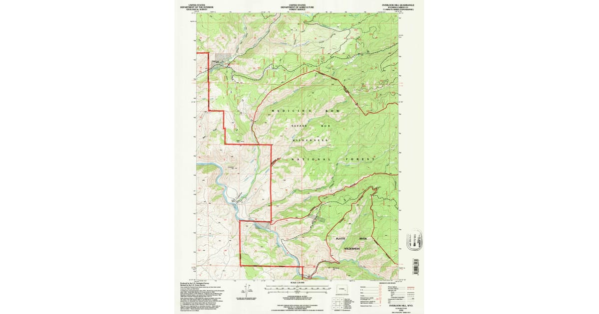 1992 Map of Overlook Hill, Carbon County, WY — High-Res | Pastmaps