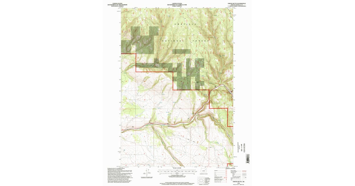 Section Map Pendleton 1995 Map of Owens Butte, Umatilla County, OR — High-Res | Pastmaps