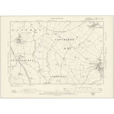 1899 Map of Oxfordshire III.NW, 1900 Print