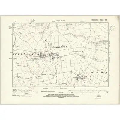 1920 Map of Oxfordshire V.NW, 1936 Print