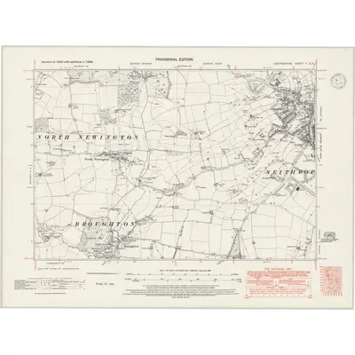 1938 Map of Oxfordshire V.SE, 1947 Print