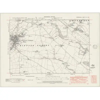 1938 Map of Oxfordshire XIV.SE, 1947 Print
