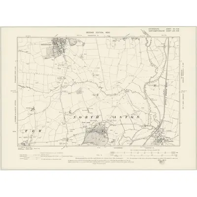 1898 Map of Oxfordshire XVI.NW, 1900 Print