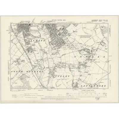 1897 Map of Oxfordshire XXXIX.NE, 1900 Print