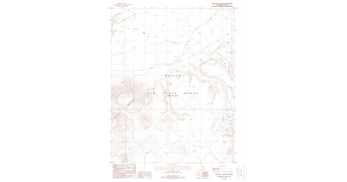 1987 Map of Pack Rat Canyon, Nye County, NV — High-Res | Pastmaps
