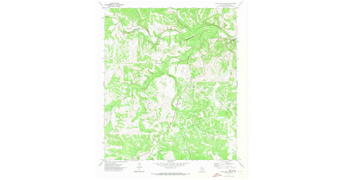 1971 Map of Paint Rock Spring, Edwards County, TX — High-Res | Pastmaps