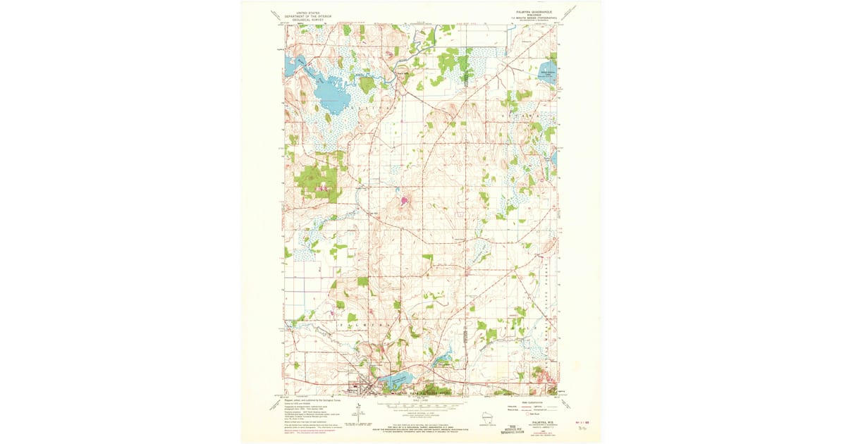 1960 Map of Palmyra, WI — High-Res, 1972 Print | Pastmaps