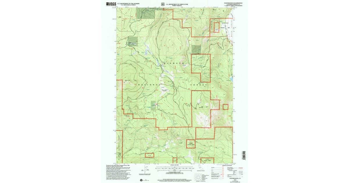 2001 Map of Panther Rock, Siskiyou County, CA — High-Res | Pastmaps