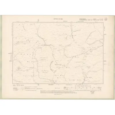 1906 Map of Peebles-shire Sheet IX.NE, 1909 Print