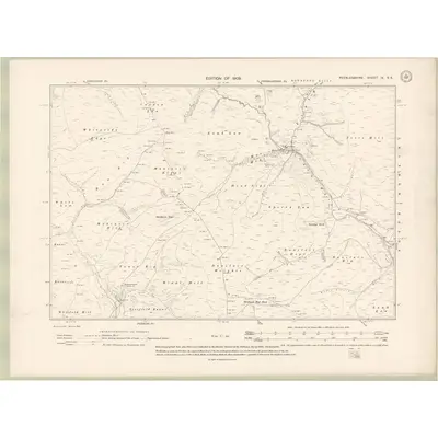 1906 Map of Peebles-shire Sheet IX.SE, 1909 Print