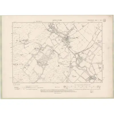 1906 Map of Peebles-shire Sheet V.SW, 1909 Print