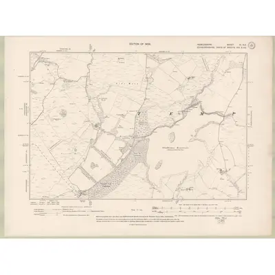 1906 Map of Peebles-shire Sheet VI.NE, 1909 Print