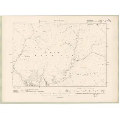 1906 Map of Peebles-shire Sheet X.SW, 1909 Print