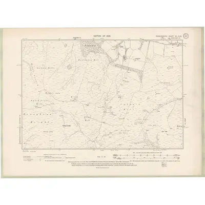 1906 Map of Peebles-shire Sheet XII.NW, 1909 Print