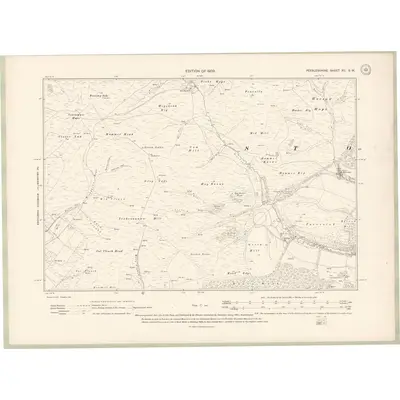 1906 Map of Peebles-shire Sheet XII.SW, 1909 Print