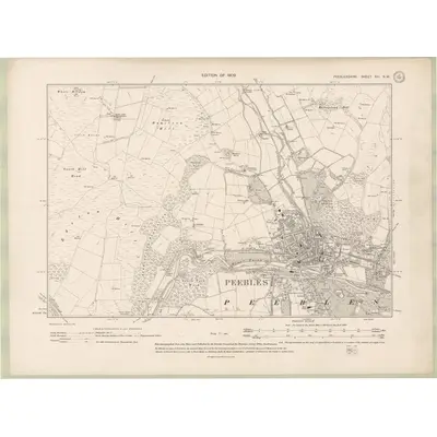 1906 Map of Peebles-shire Sheet XIII.NW, 1909 Print