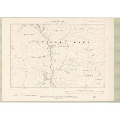 1897 Map of Peebles-shire Sheet XIV.NW, 1900 Print