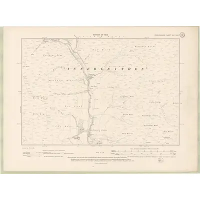 1906 Map of Peebles-shire Sheet XIV.NW, 1909 Print
