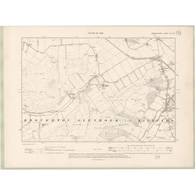 1906 Map of Peebles-shire Sheet XV.NE, 1909 Print