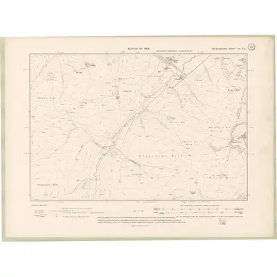1906 Map of Peebles-shire Sheet XV.SE, 1908 Print