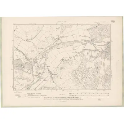 1906 Map of Peebles-shire Sheet XVI.NW, 1909 Print