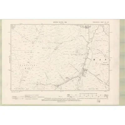 1897 Map of Peebles-shire Sheet XVI.SE, 1900 Print