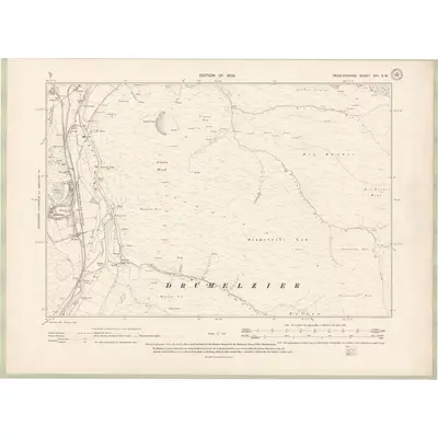 1906 Map of Peebles-shire Sheet XVI.SW, 1909 Print