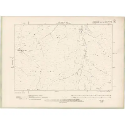 1906 Map of Peebles-shire Sheet XX.NE, 1909 Print