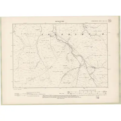 1906 Map of Peebles-shire Sheet XXIII.SE, 1909 Print