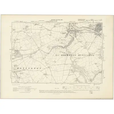 1904 Map of Pembrokeshire II.SE, 1907 Print