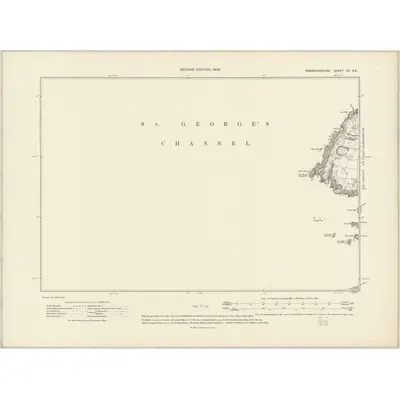 1906 Map of Pembrokeshire IVa.SE, 1908 Print