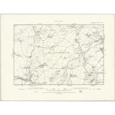 1887 Map of Pembrokeshire IX.NW, 1888 Print