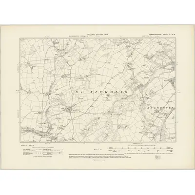 1906 Map of Pembrokeshire IX.NW, 1908 Print