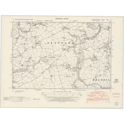 1948 Map of Pembrokeshire VI.NE, 1953 Print