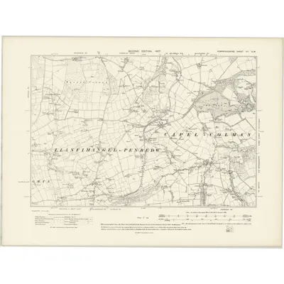 1904 Map of Pembrokeshire VII.SW, 1907 Print