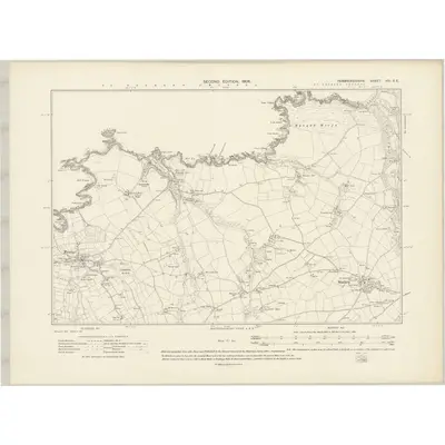 1906 Map of Pembrokeshire VIII.SE, 1908 Print