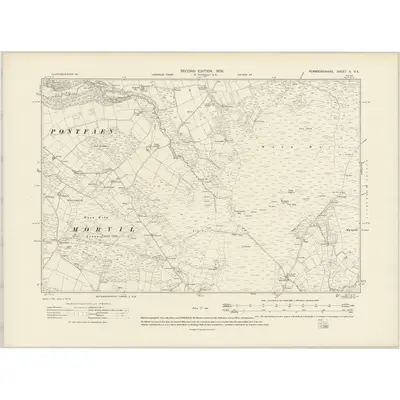 1905 Map of Pembrokeshire X.SE, 1908 Print