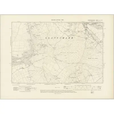 1906 Map of Pembrokeshire X.SW, 1908 Print